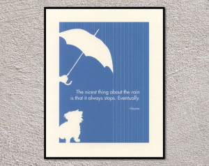 Rainy Day Dog Poster With Winnie The Pooh Quote by Eeyore 8 x 10