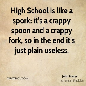 High School is like a spork: it's a crappy spoon and a crappy fork, so ...