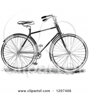 1207406-Clipart-Of-A-Vintage-Black-And-White-Bicycle-Royalty-Free ...