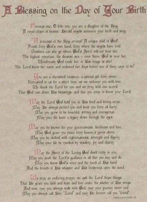 Blessing on the Day of Your Birth – for a Baby Girl ...