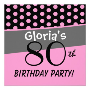 80th Birthday Polka Dots Modern Template Invites