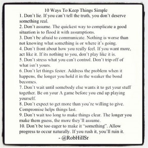 Love!!! 10 Ways To Keep Things Simple- Rob Hill Sr