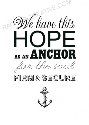 Anchor Print Hope Quote Typography Scripture Art. $20.00, via Etsy.
