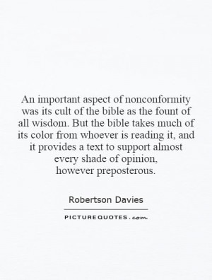 An important aspect of nonconformity was its cult of the bible as the ...