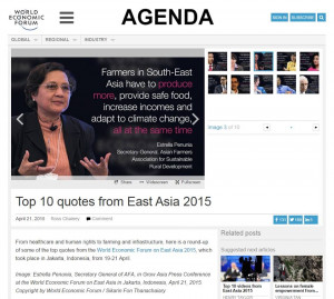 ... quotes from the World Economic Forum on East Asia 2015, which took