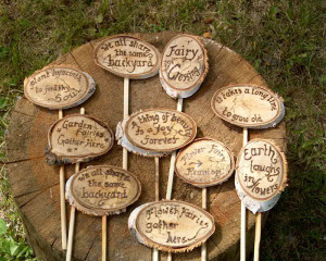 small garden markers garden quotes wood burned on birch and mounted on ...