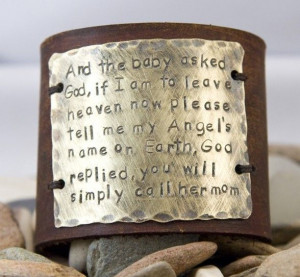 Leather bracelet Cuff, and the baby asked god, mother quote cuff. $40 ...