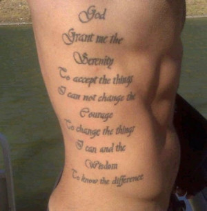 Cool Quote Tattoo On Man Side Rib