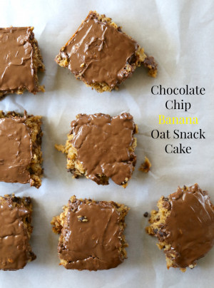 chocolate chip banana oat snack cake with peanut butter chocolate ...