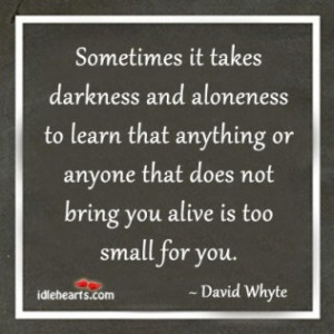 ... that does not bring you alive is too small for you. - David Whyte