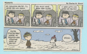 Linus ‘ poignant mourning in Peanuts over his melted snowman (which ...