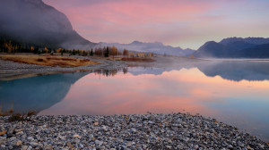 Abraham Lake on the North Saskatchewan River in Alberta, Canada ...