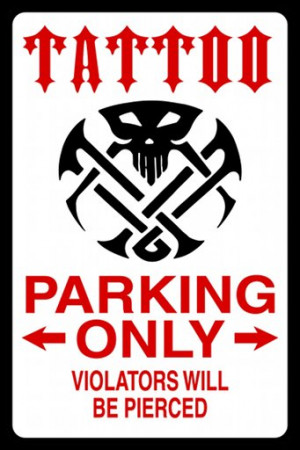 SIGN - TATTOO PARKING ONLY contents