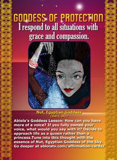 Egyptian Goddess Nut | Protection | African Goddesses Affirmation Card ...