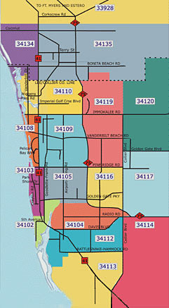 Collier County Florida Zip Code Map