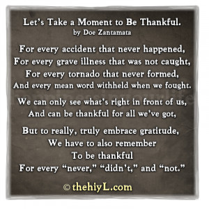 Let’s Take a Moment to Be Thankful.