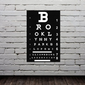 Eye Chart - BROOKLYN NYC Poster - Typography Print - Modern Home Decor ...