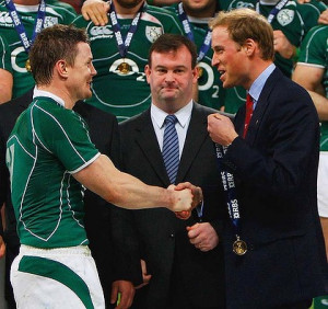 Brian O'Driscoll shakes hands with Prince William after Ireland won ...
