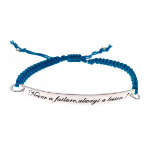 ... And Blue Macrame Cord 'Never A Failure Always A Lesson' Quote Bracelet