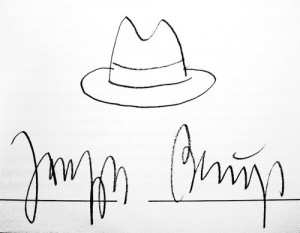 Joseph Beuys signature and drawing of his hatJoseph Beuys, Beuys ...