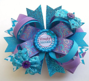 Cute Sayings Hair Bow - Simply Adorable Boutique Hair Bow - Blue And ...