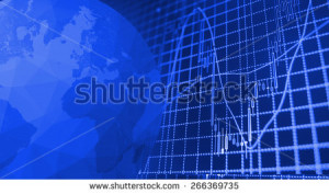 Globe Earth Icon and Stock market graph and bar chart price display ...