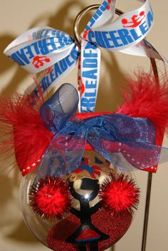 Adorable Cheerleading Ornament personalized by team colors. $15.00 ...