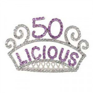 50th Birthday Rhinestone Princess Crown Tiara Comb