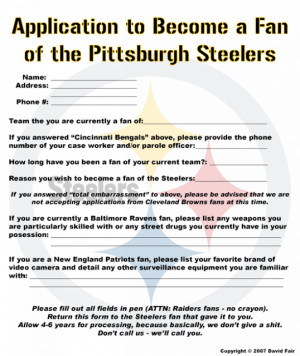 Thread: Application to become a Steelers Fan