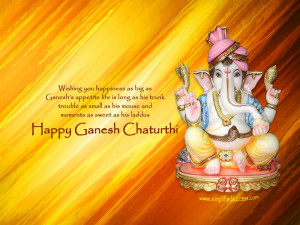 Download Ganesh Chaturthi Wallpaper with Quote 2013