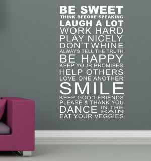 Sweet-Smile-Quote-Family-Rules-Wall-Art-Stickers-Words-Home-Decor-Wall ...