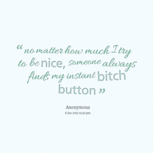 ... try to be nice someone always finds my instant bitch button quotes