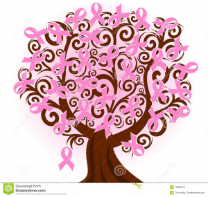 Vector illustration of a breast cancer pink ribbon tree.