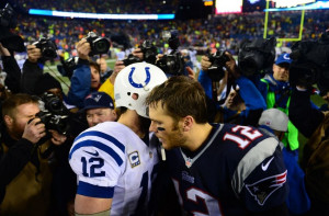 Jan 11, 2014; Foxborough, MA, USA; New England Patriots quarterback ...