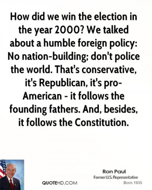 in the year 2000? We talked about a humble foreign policy: No nation ...