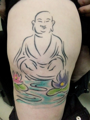 Tattoos.so » Buddha Silhouette and Lotus Tattoo on Upper Arm