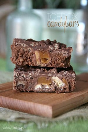 Icebox Candy Bars. A fun, easy way to use up extra candy in your house ...