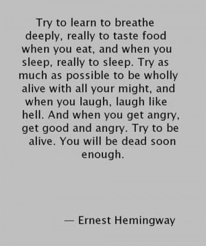 Ernest Hemingway quote I love