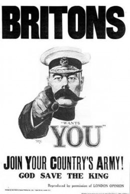 ... enduring recruitment poster image from WW1. Designed by Alfred Leete