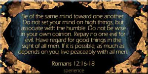 ... much as depends on you, live peaceably with all men. -Romans 12:16-18