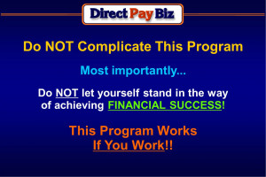 the way of achieving FINANCIAL SUCCESS This Program Works If You Work