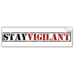 Stay Vigilant Car Bumper Sticker