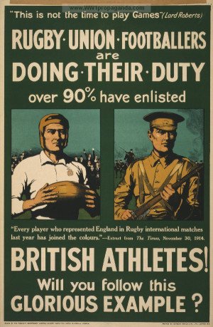 Rugby union footballers are doing their duty. Over 90% have enlisted ...