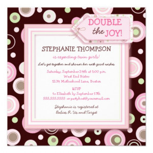 Happy Pink Dots Twin Girl Baby Shower Invitation from Zazzle.com