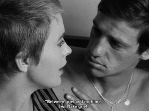 Jean Seberg and Jean Paul Belmondo in Breathless (Jean Luc Godard ...