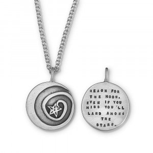 Reach For the Moon, Inspirational Quote Necklace Jewelry