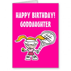 Goddaughter birthday card with cute tennis girl