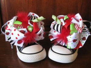 CONVERSE LADY BUG boutique bows Black Hi Tops by PrincessSneakers, $69 ...