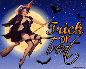 halloween samhain retro vintage pinup trick or treat witch brunette ...