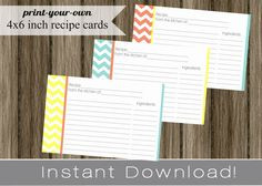 ... yellow turquoise chevron INSTANT DOWNLOAD digital Print Your Own 4x6